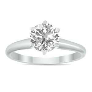 IGI Certified Lab Grown 1 Carat Diamond Solitaire Ring in 14K White Gold (I Color, SI2 Clarity)- RGF60740LD