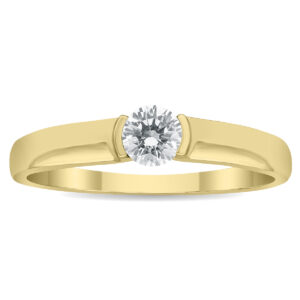 1/3 Carat Half Bezel Diamond Solitaire Ring in 10K Yellow Gold- RGF60983