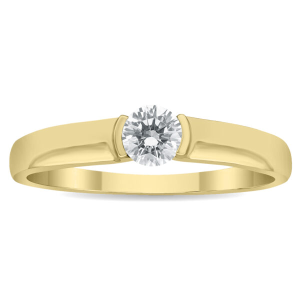 1/3 Carat Half Bezel Diamond Solitaire Ring in 10K Yellow Gold- RGF60983