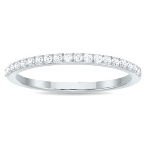 1/5 Carat TW Thin Diamond Wedding Band in 10K White Gold- RGF61165