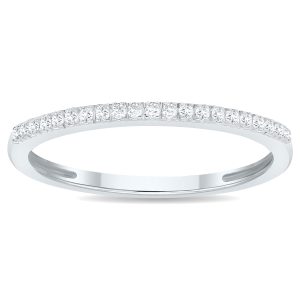 Women's 1/10 Carat TW 1MM Thin Diamond Wedding Band in 10K White Gold- RGF61167