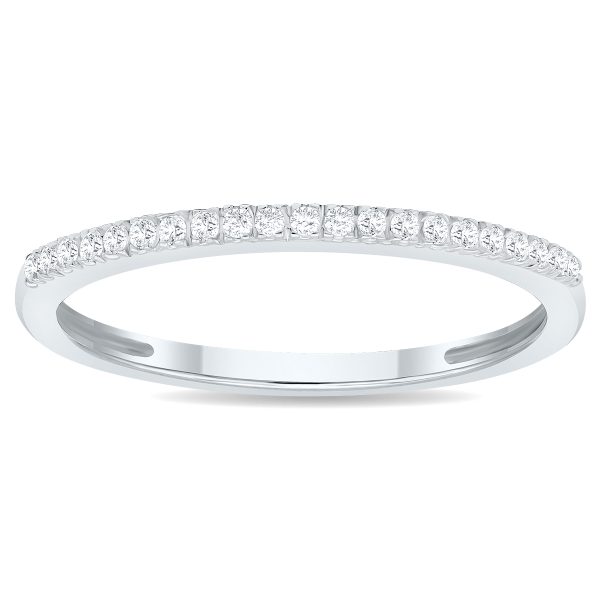 Women's 1/10 Carat TW 1MM Thin Diamond Wedding Band in 10K White Gold- RGF61167