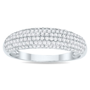Women's 1/2 Carat TW Round Diamond Pave Set Wedding Anniversary Band in 10K White Gold- RGF61169