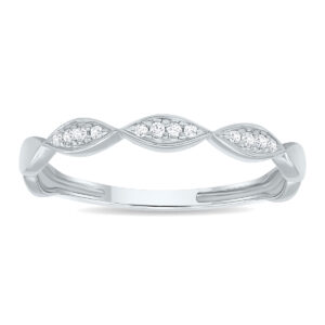 Women's Dainty Thin Diamond Wedding Stackable Band in 10K White Gold- RGF61171