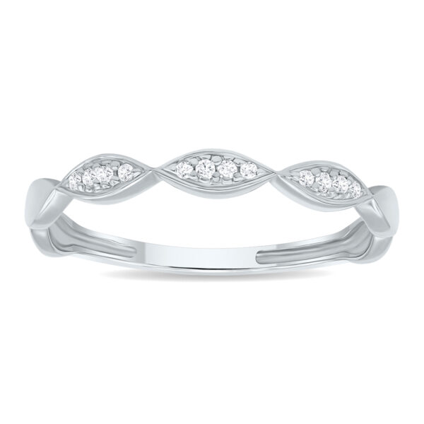 Women's Dainty Thin Diamond Wedding Stackable Band in 10K White Gold- RGF61171