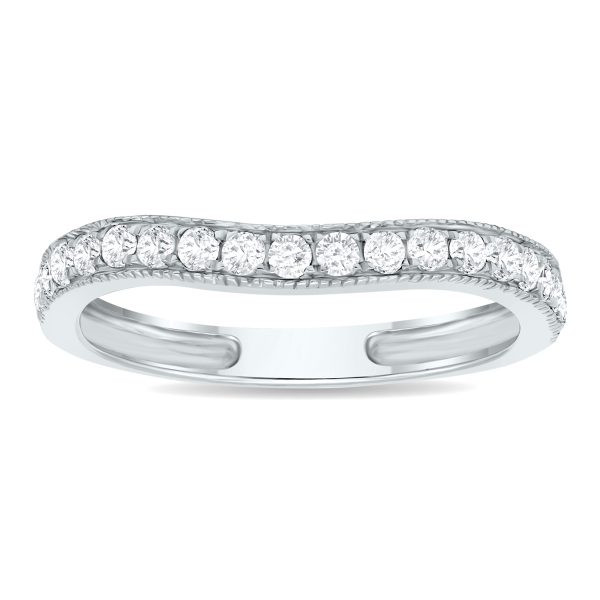 Women's 3/8 Carat TW Curved Diamond Milgraine Wedding or Anniversary Band in 10K White Gold- RGF61173