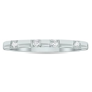 Women's 1/10 Carat TW Thin Diamond Wedding or Fashion Band in 10K White Gold- RGF61180