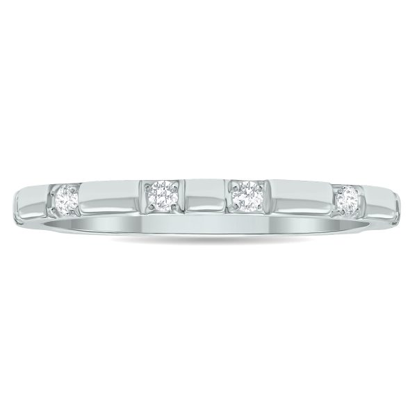 Women's 1/10 Carat TW Thin Diamond Wedding or Fashion Band in 10K White Gold- RGF61180