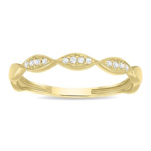 Women's Dainty Thin Diamond Wedding Stackable Band in 10K Yellow Gold- RGF61188
