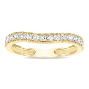 Women's 3/8 Carat TW Curved Diamond Milgraine Wedding or Anniversary Band in 10K Yellow Gold- RGF61190