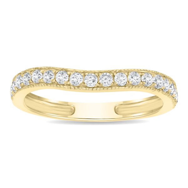 Women's 3/8 Carat TW Curved Diamond Milgraine Wedding or Anniversary Band in 10K Yellow Gold- RGF61190