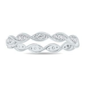 1/4 Carat TW Wave Twist Diamond Eternity Wedding Band in 10K White Gold- RGF61226