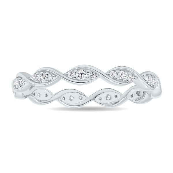 1/4 Carat TW Wave Twist Diamond Eternity Wedding Band in 10K White Gold- RGF61226