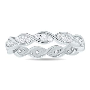 1/2 Carat TW Three Stone Wave Twist Diamond Eternity Band in 10K White Gold- RGF61227