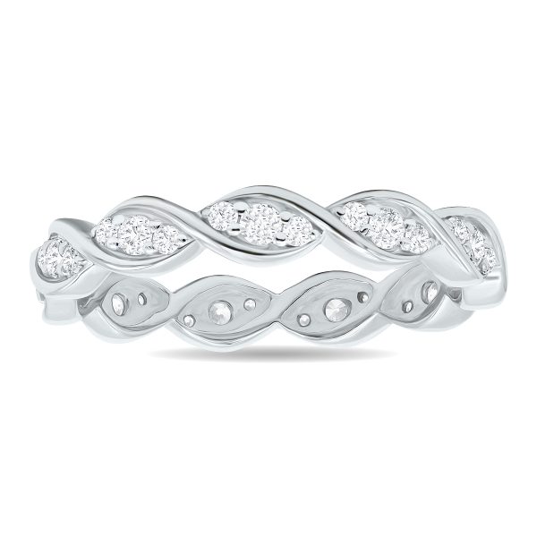1/2 Carat TW Three Stone Wave Twist Diamond Eternity Band in 10K White Gold- RGF61227