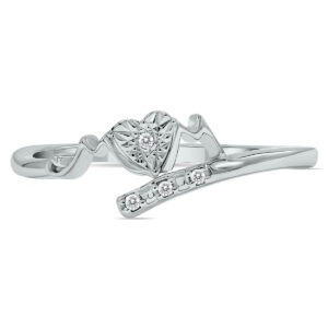 Genuine Diamond MOM Heart Ring in.925 Sterling Silver- RGF61318