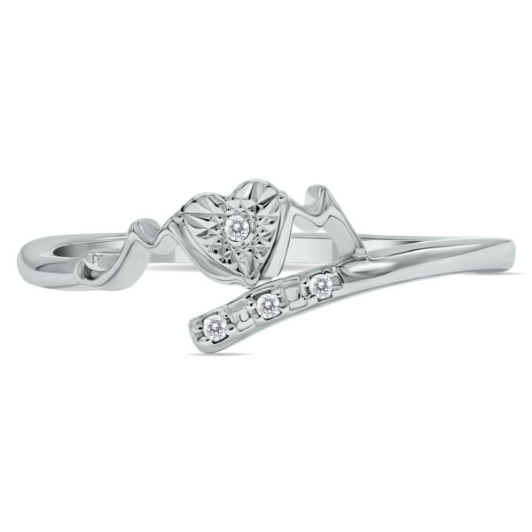Genuine Diamond MOM Heart Ring in.925 Sterling Silver- RGF61318