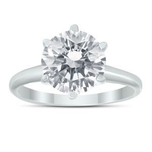 PREMIUM QUALITY - 2 Carat Diamond Solitaire Ring in 14K White Gold (J Color, I1-I2 Clarity)- RGF61327
