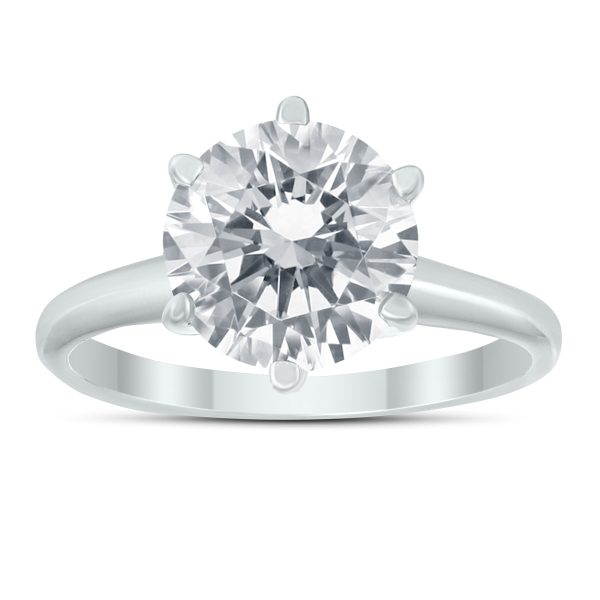 PREMIUM QUALITY - 2 Carat Diamond Solitaire Ring in 14K White Gold (J Color, I1-I2 Clarity)- RGF61327