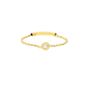 14K Solid Yellow Gold Bezel Set Natural Diamond Chain Ring- RGF61459