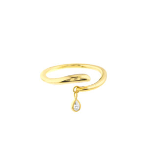 14K Solid Yellow Gold 1/20 CTW Natural Diamond Tear Drop Ring- RGF61465
