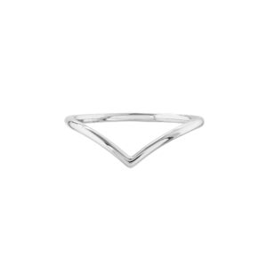 14K Solid White Gold V Shaped Ring- RGF61469