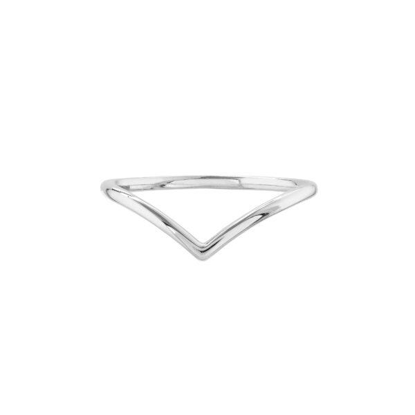 14K Solid White Gold V Shaped Ring- RGF61469