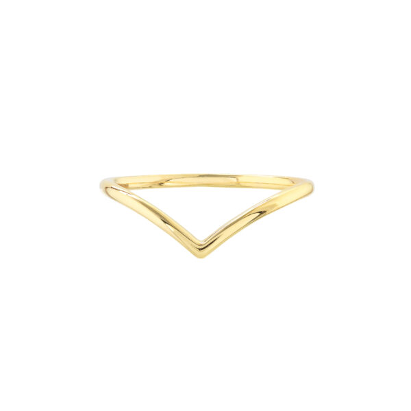 14K Solid Yellow Gold V Shaped Ring- RGF61471