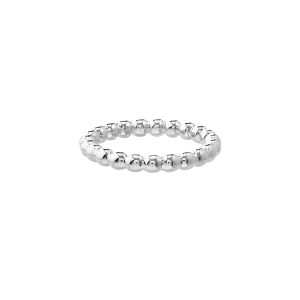 14K Solid White Gold Bead Ring- RGF61488