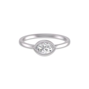 Lab Grown 1/2 Carat Marquise Bezel Solitaire Diamond Ring in 14K White Gold- RGF61584LD