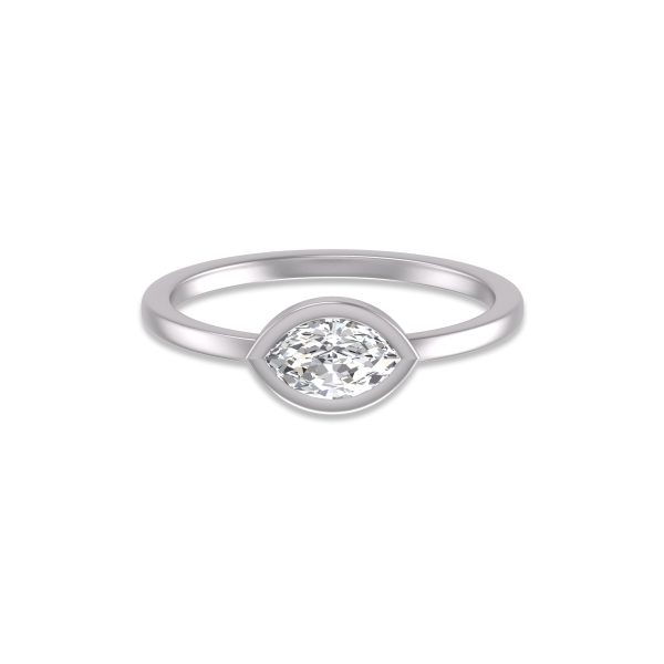 Lab Grown 1/2 Carat Marquise Bezel Solitaire Diamond Ring in 14K White Gold- RGF61584LD