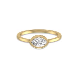 Lab Grown 1/2 Carat Marquise Bezel Solitaire Diamond Ring in 14K Yellow Gold- RGF61585LD