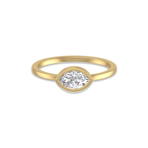 Lab Grown 1/2 Carat Marquise Bezel Solitaire Diamond Ring in 14K Yellow Gold- RGF61585LD
