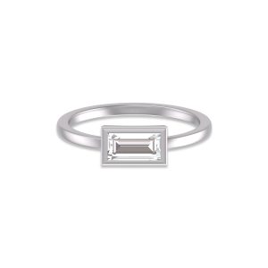 Lab Grown 1/2 Carat Baguette Bezel Solitaire Diamond Ring in 14K White Gold- RGF61586LD