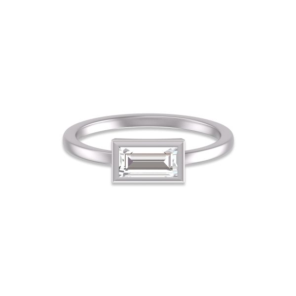 Lab Grown 1/2 Carat Baguette Bezel Solitaire Diamond Ring in 14K White Gold- RGF61586LD