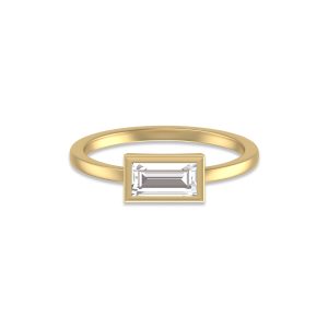 Lab Grown 1/2 Carat Baguette Bezel Solitaire Diamond Ring in 14K Yellow Gold- RGF61587LD