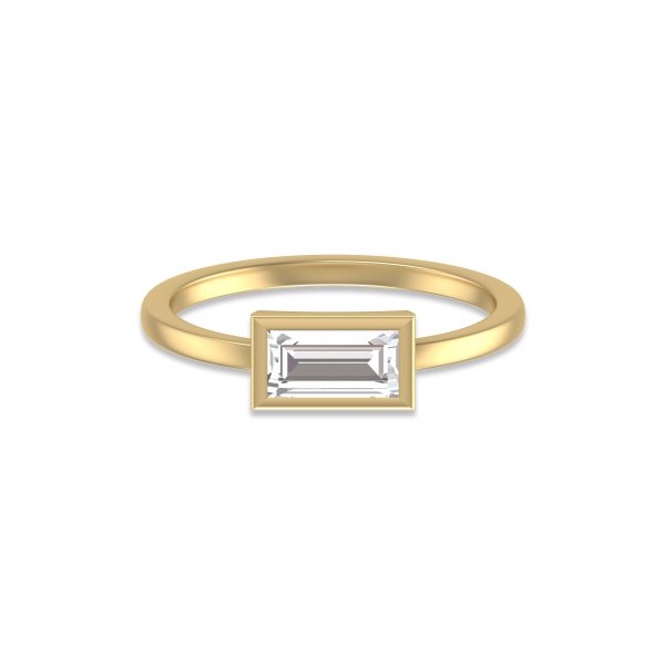 Lab Grown 1/2 Carat Baguette Bezel Solitaire Diamond Ring in 14K Yellow Gold- RGF61587LD