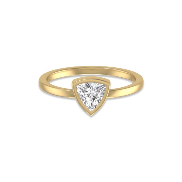Lab Grown 1/2 Carat Trillion Bezel Solitaire Diamond Ring in 14K Yellow Gold- RGF61589LD