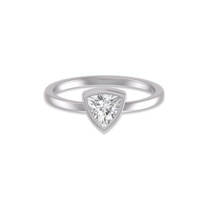 Lab Grown 1 Carat Trillion Bezel Solitaire Diamond Ring in 14K White Gold- RGF61863LD