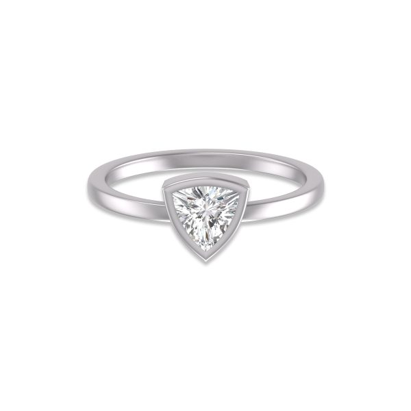 Lab Grown 1 Carat Trillion Bezel Solitaire Diamond Ring in 14K White Gold- RGF61863LD
