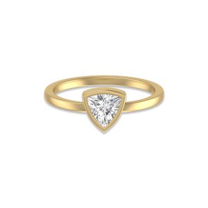 Lab Grown 1 Carat Trillion Bezel Solitaire Diamond Ring in 14K Yellow Gold- RGF61864LD