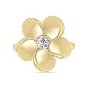1/3 CTW Lab Grown Diamond Flower Ring in 10K Yellow Gold (F-G Color, VS1- VS2 Clarity)- RGF61865LD