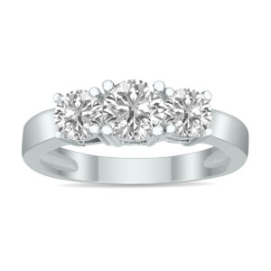 1.50 CTW Three Stone Lab Grown Diamond Ring in 14K White Gold- RGF61988LD