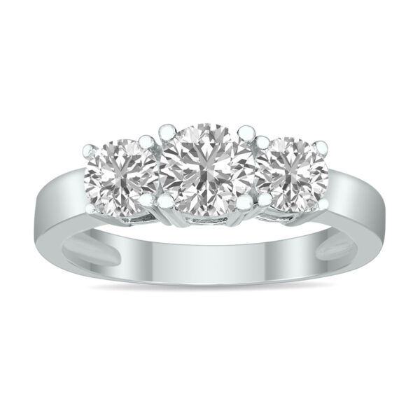 1.50 CTW Three Stone Lab Grown Diamond Ring in 14K White Gold- RGF61988LD