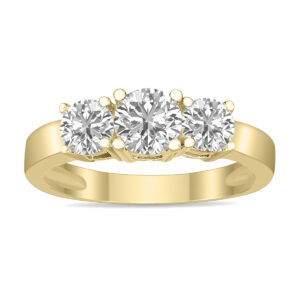 1.50 CTW Three Stone Lab Grown Diamond Ring in 14K Yellow Gold- RGF61989LD