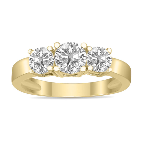 1.50 CTW Three Stone Lab Grown Diamond Ring in 14K Yellow Gold- RGF61989LD
