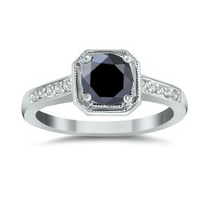 1 Carat Black Diamond Ring in 14K White Gold- RGF7776BD
