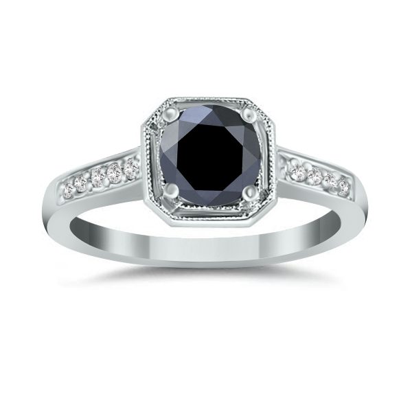 1 Carat Black Diamond Ring in 14K White Gold- RGF7776BD