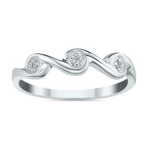 3 Stone Diamond Wave Band in 10k White Gold- RGF8064