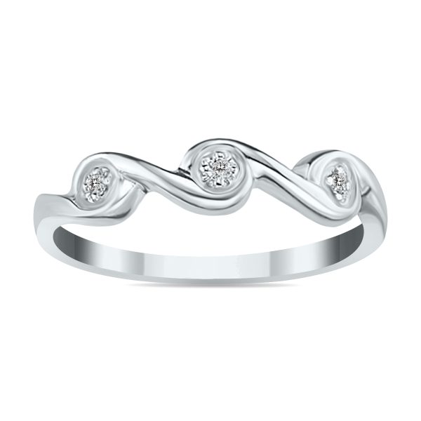 3 Stone Diamond Wave Band in 10k White Gold- RGF8064